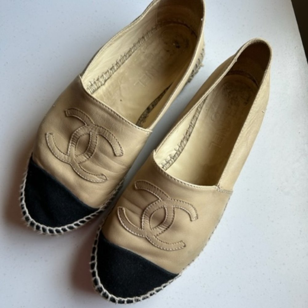 Chanel Espadrilles Lambskin with Canvas Toe